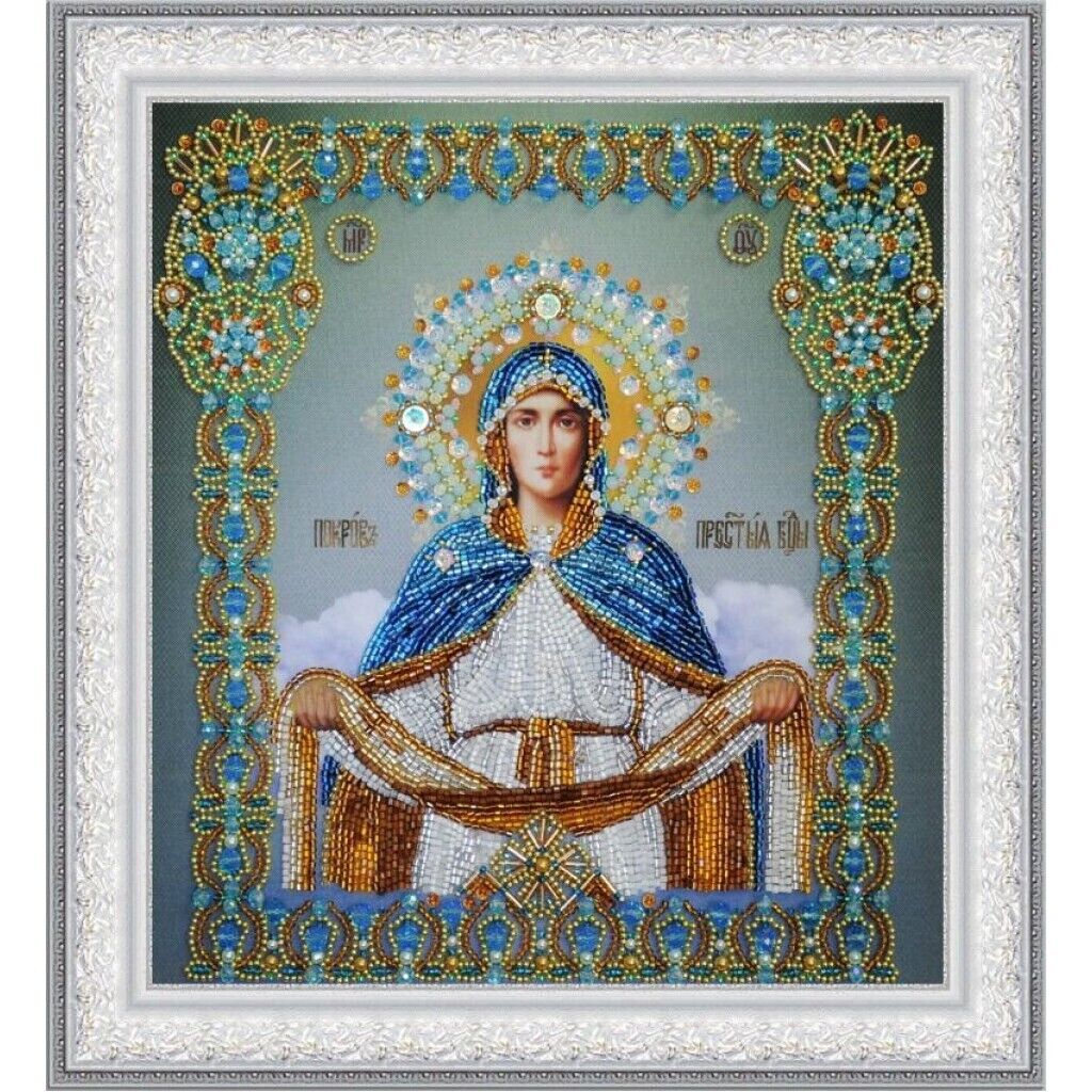 Bead Embroidery Kit Icon Virgin Mary Mother of God Beaded stitching DIY