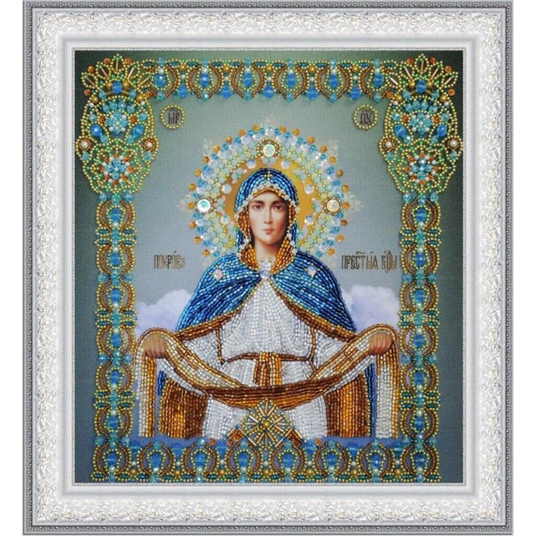 Bead Embroidery Kit Icon Virgin Mary Mother of God Beaded stitching DIY