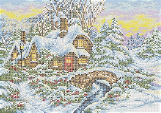 Big Full Bead Embroidery Kit Winter DIY Beaded needlepoint Beaded stitching