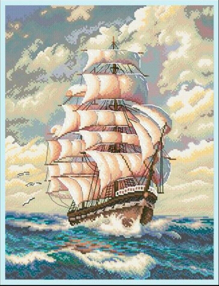 Counted Cross Stitch Kit Ship DIY Unprinted canvas
