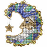 Bead Embroidery Kit on Wood Moon DIY Christmas tree toy