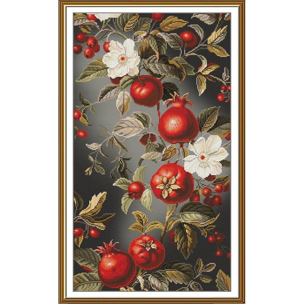 Counted Cross Stitch Kit Pomegranate flowers DIY Unprinted canvas