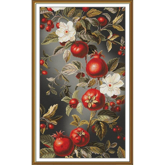 Counted Cross Stitch Kit Pomegranate flowers DIY Unprinted canvas