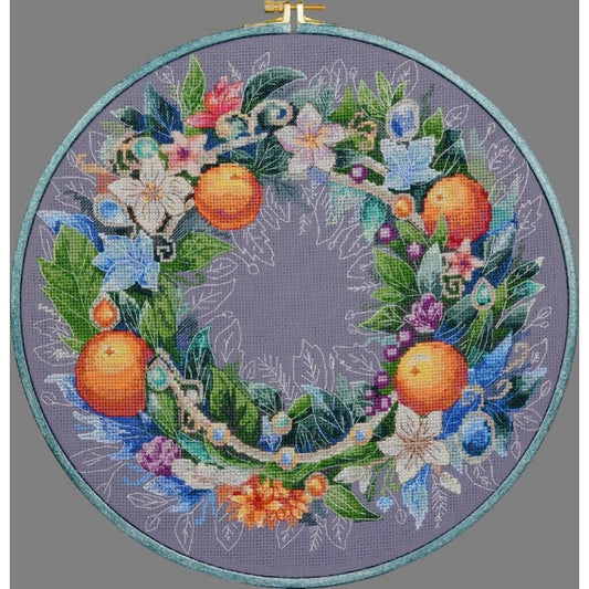 Counted Cross Stitch Kit Flower wreath DIY Unprinted canvas