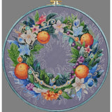 Counted Cross Stitch Kit Flower wreath DIY Unprinted canvas