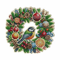 Bead Embroidery Kit on Wood Christmas Wreath DIY