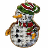 Bead Embroidery Kit on Wood Snowman DIY Christmas tree toy