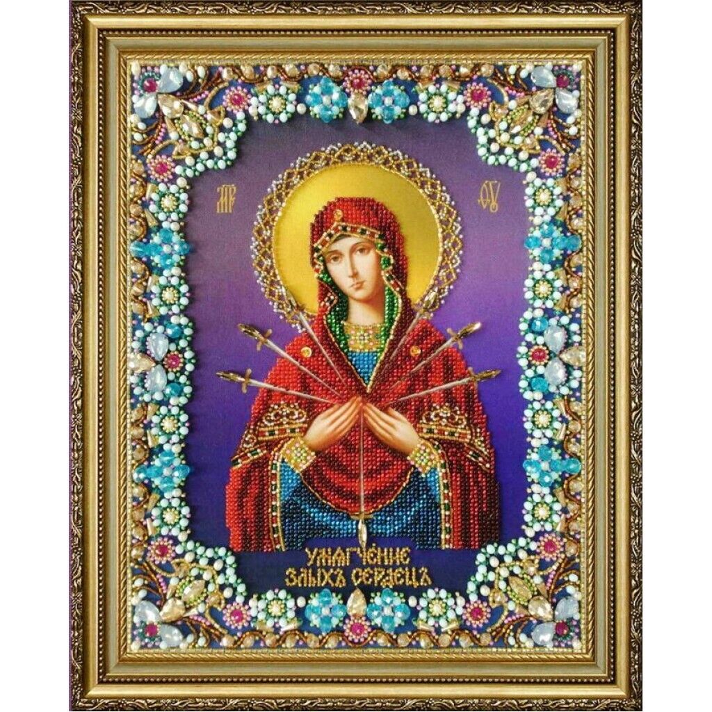 Bead Embroidery Kit Icon Virgin Mary Mother of God Beaded stitching DIY