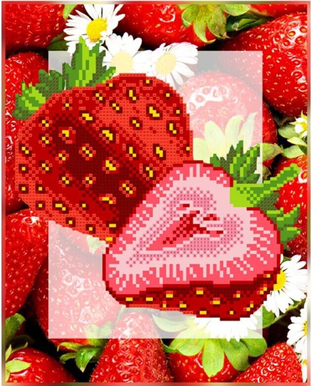 Bead Embroidery Kit Strawberry DIY Beaded needlepoint Beadwork Beading