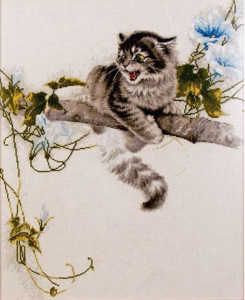 Counted Cross Stitch Kit Cat DIY Unprinted canvas
