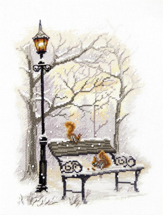 Counted Cross Stitch Kit In the winter park DIY Unprinted canvas