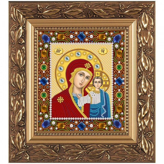 Bead Embroidery Kit Icon Virgin Mary Mother of God DIY Bead needlepoint Beadwork