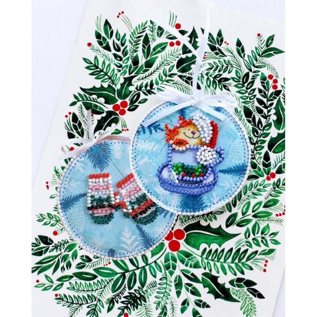 Bead Embroidery Kit Cat XMas Christmas tree toy kit DIY Beading embroidery