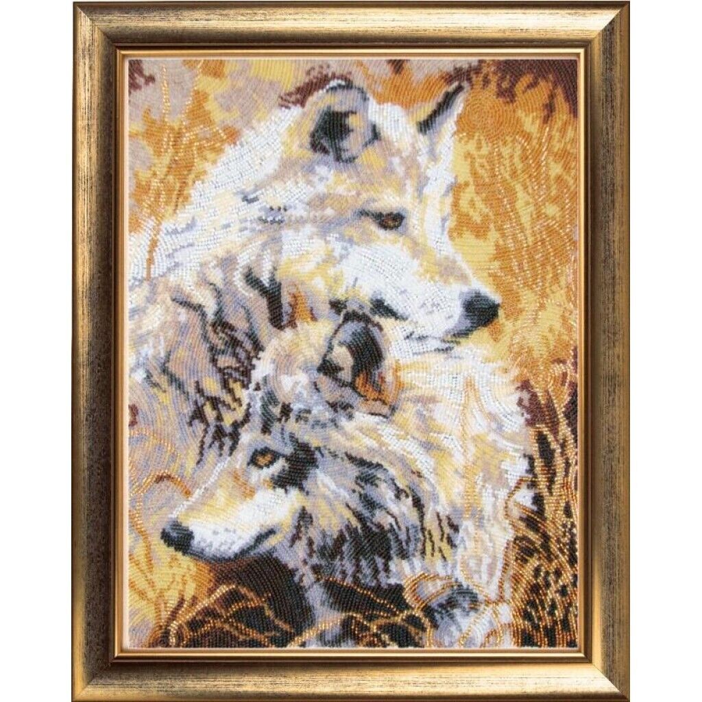 Full Bead Embroidery Kit Wolves DIY Bead needlepoint Bead stitching Beadwork