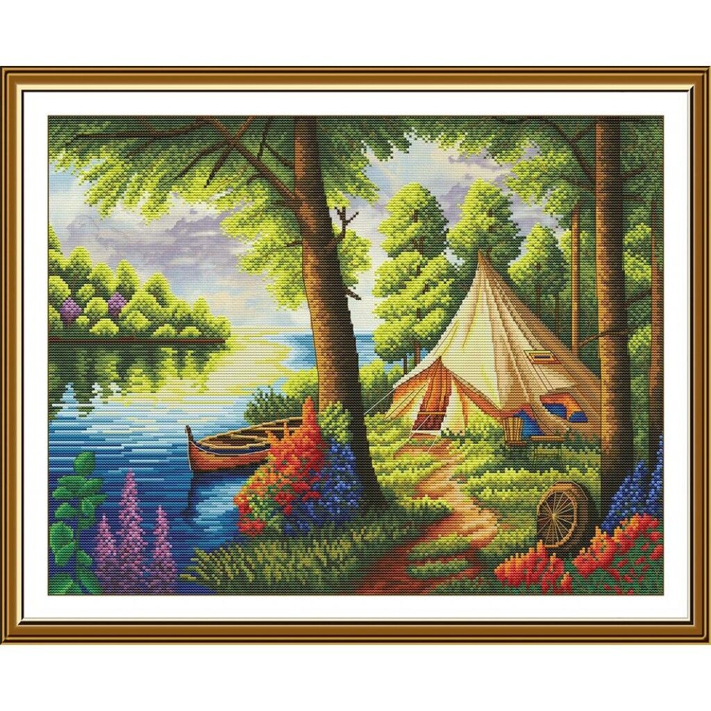 Counted Cross Stitch Kit On vacation DIY Unprinted canvas