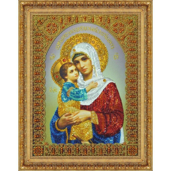 Bead Embroidery Kit Icon Virgin Mary Mother of God Beaded stitching DIY