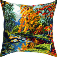 Tapestry Pillow Cover DIY kit "Autumn" Needlepoint kit Printed canvas