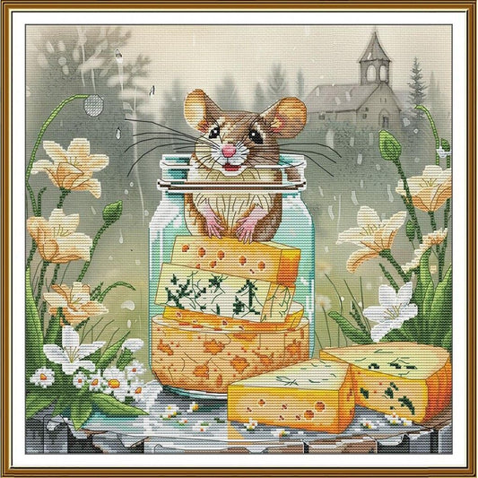 Counted Cross Stitch Kit Mouse DIY Unprinted canvas