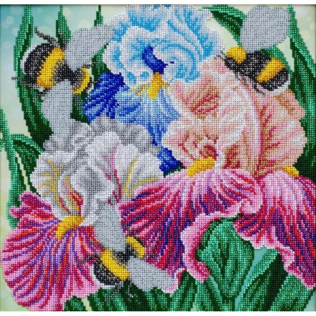 Bead Embroidery Kit Irises Flowers Bead needlepoint Bead stitching Beadwork DIY