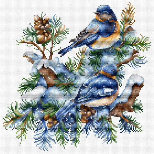 Counted Cross Stitch Kit Winter birds DIY Luca-S