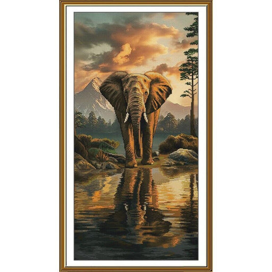 Counted Cross Stitch Kit Elephant DIY Unprinted canvas