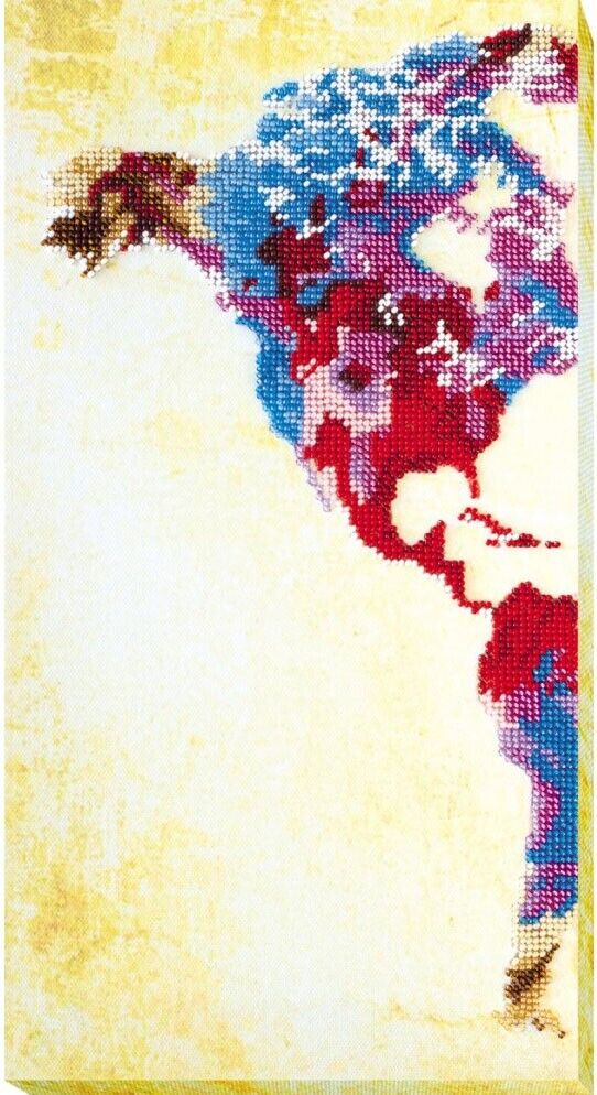 Bead Embroidery Kit World map Beaded stitching Bead needlepoint Beadwork DIY