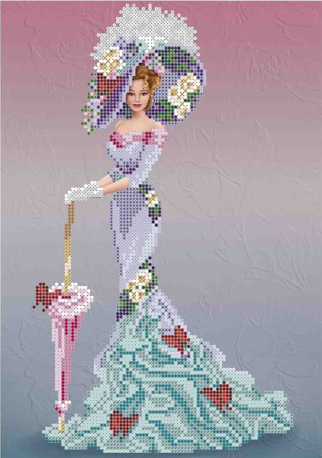 Bead Embroidery Kit Lady DIY Beaded needlepoint Beaded stitching