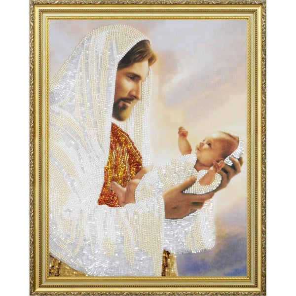 Bead Embroidery Kit Icon God Lord Jesus and baby Beaded stitching DIY