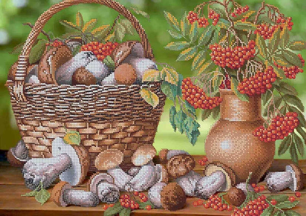 Bead Embroidery Kit Mushroom DIY Beaded needlepoint Beaded stitching