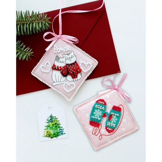 Bead Embroidery Kit Cats XMas Christmas tree toy kit DIY Beading embroidery