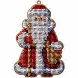 Bead Embroidery Kit on Wood Santa DIY Christmas tree toy