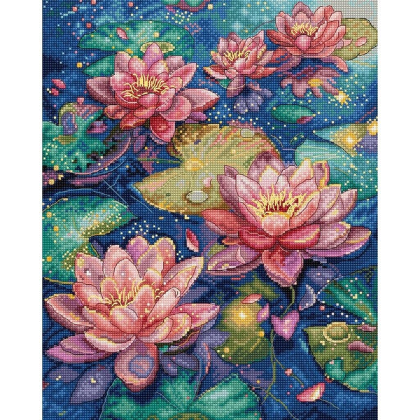 Counted Cross Stitch Kit Water lily DIY Unprinted canvas