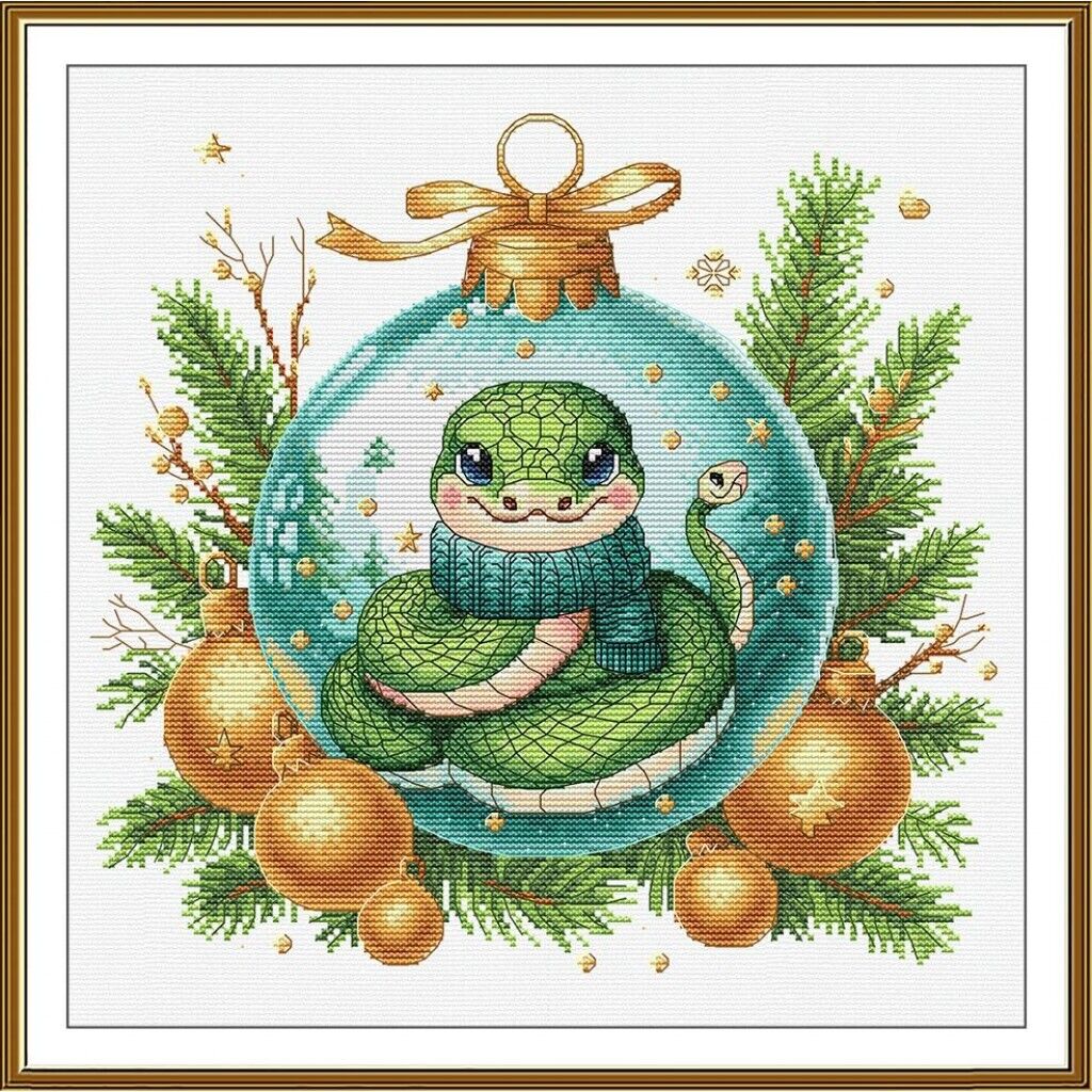 Counted Cross Stitch Kit Happy New Year Snake DIY Unprinted canvas