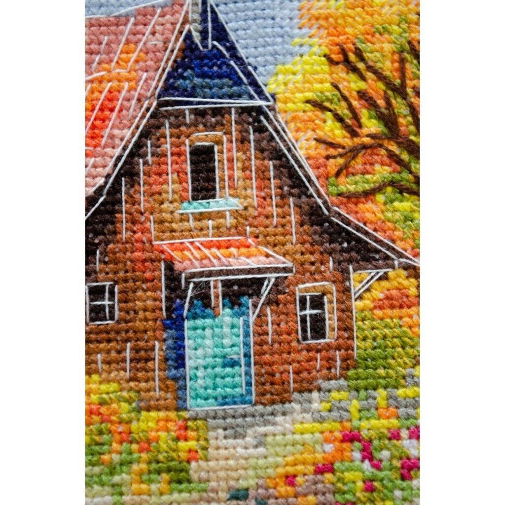 Counted Cross Stitch Kit Autumn Mill DIY Unprinted canvas