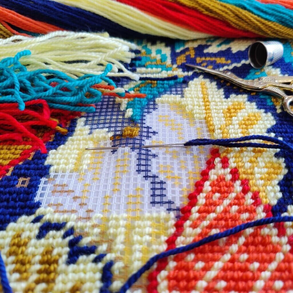 Tapestry Pillow Cover DIY kit "Hazelnut" Needlepoint kit Printed canvas