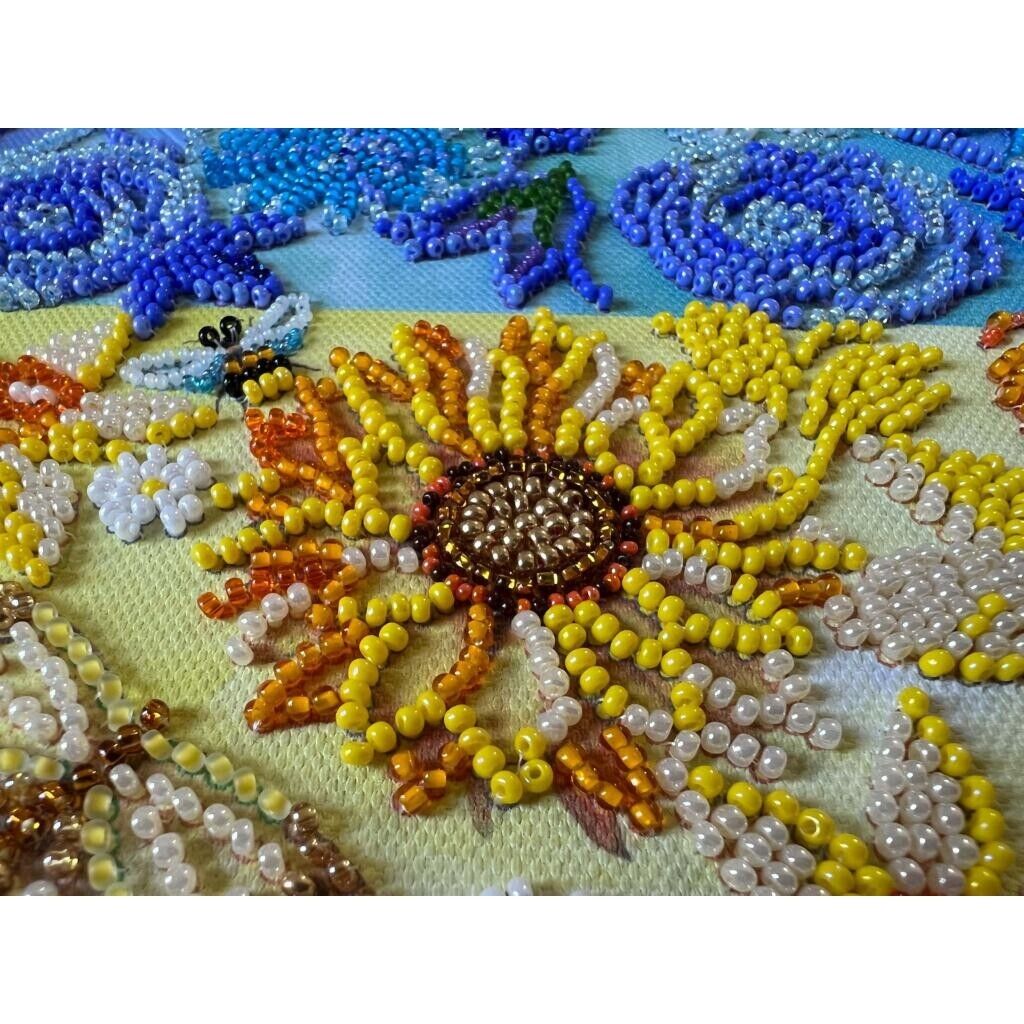 Bead Embroidery Kit Ukraine Flowers Bead stitching Beadwork Bead needlepoint DIY