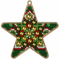 Bead Embroidery Kit on Wood Star DIY Christmas tree toy