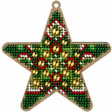 Bead Embroidery Kit on Wood Star DIY Christmas tree toy