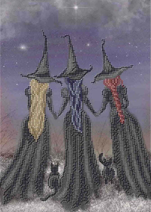 Bead Embroidery Kit Witches DIY Beaded needlepoint Beaded stitching