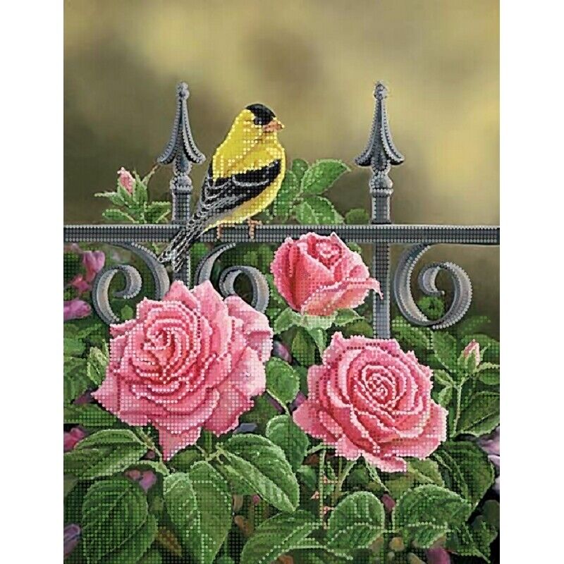 Bead Embroidery Kit Bird Beaded needlepoint Beaded stitching Beadwork DIY