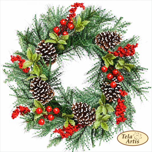 Bead Embroidery Kit Wreath DIY Bead needlepoint Bead stitching