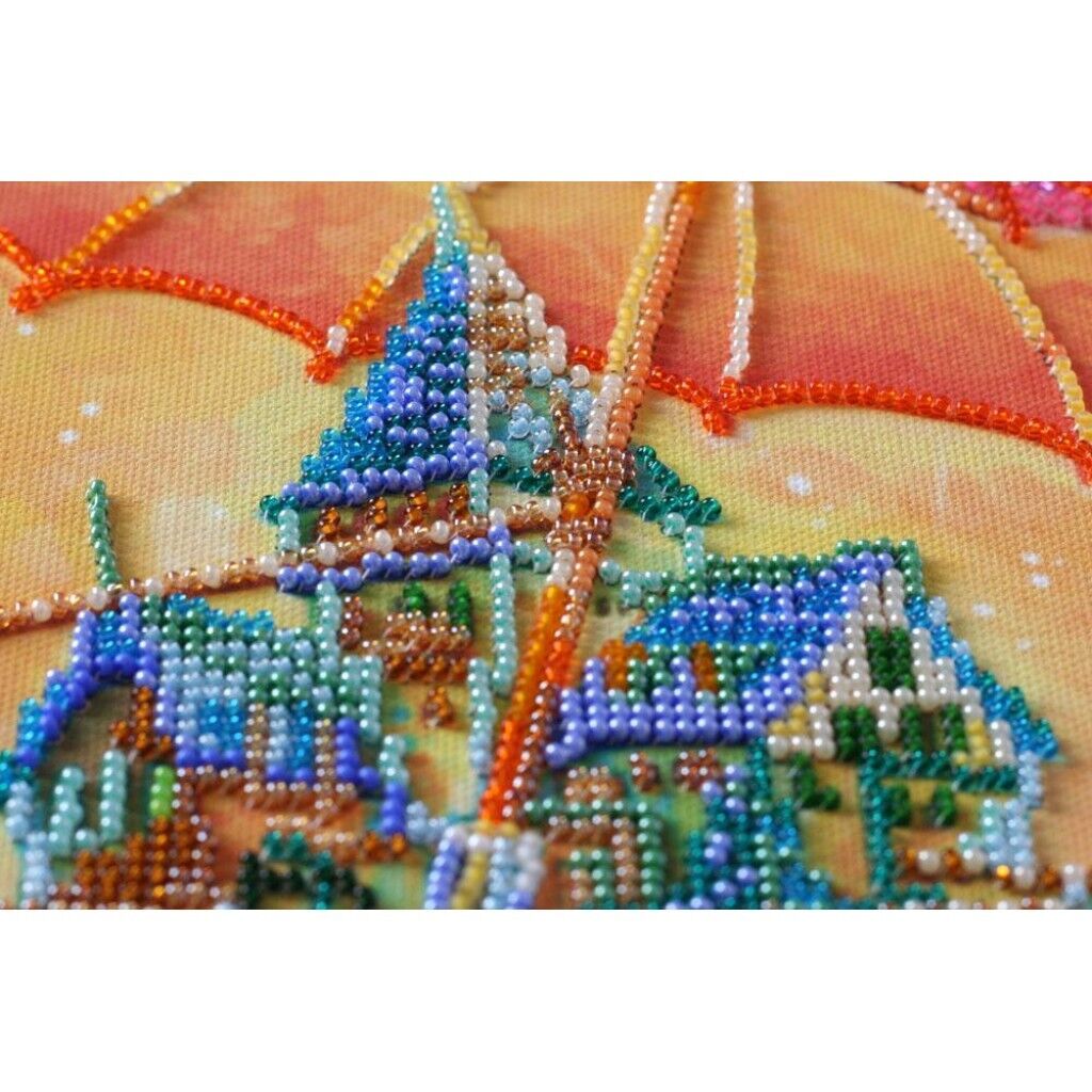 Bead Embroidery Kit Cozy world Beaded stitching Bead needlepoint Beadwork DIY