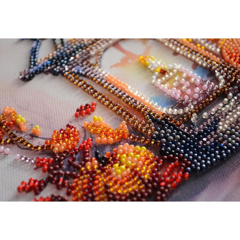 Bead Embroidery Kit Autumn Fall Beaded stitching Beadwork Bead needlepoint DIY