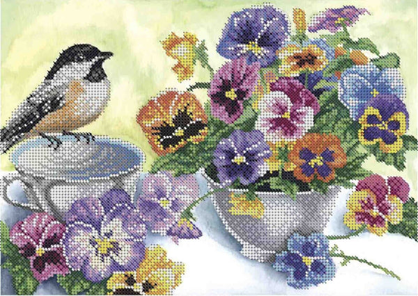 Bead Embroidery Kit Viola Flowers Bead needlepoint Bead stitching Beadwork