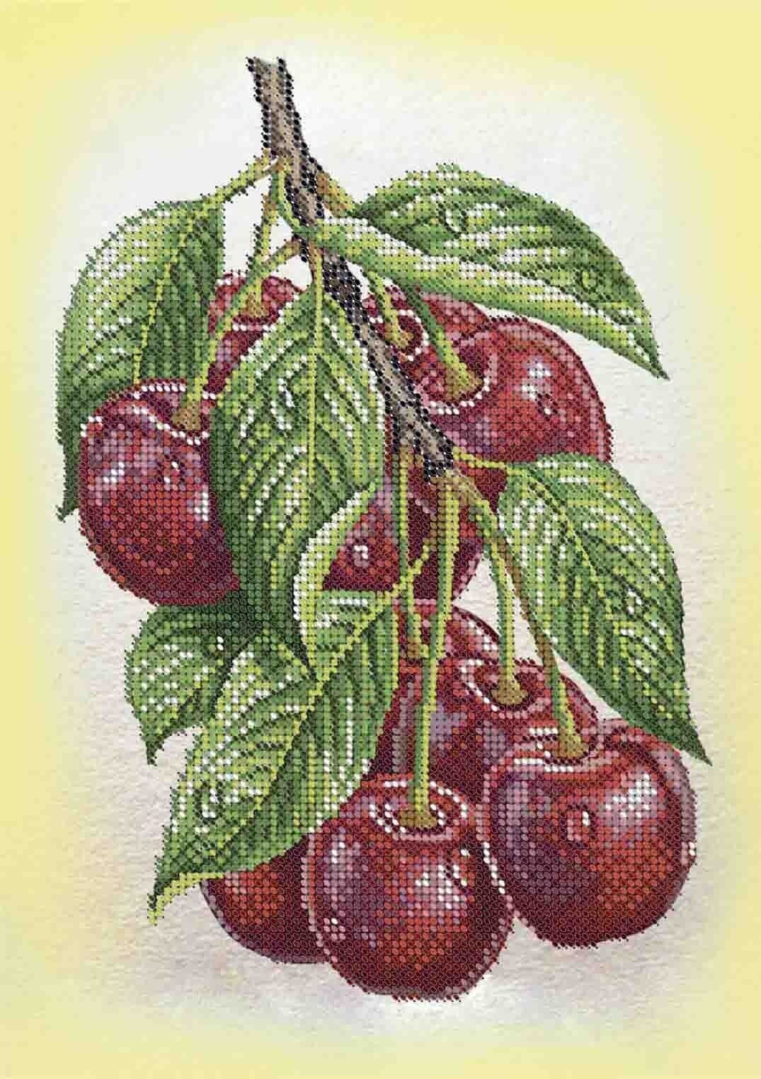 Bead Embroidery Kit Cherry DIY Beaded needlepoint Beaded stitching