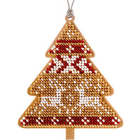 Bead Embroidery Kit on Wood Christmas tree DIY Christmas tree toy