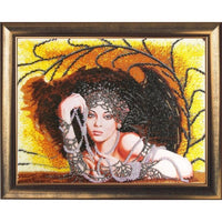 Bead Embroidery Kit Lady in black DIY Bead needlepoint Beadwork