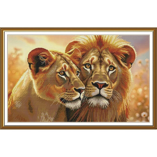 Counted Cross Stitch Kit Lion DIY Unprinted canvas