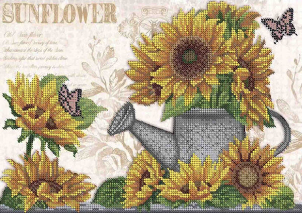 Bead Embroidery Kit Sunflowers Flowers Bead needlepoint Bead stitching Beadwork