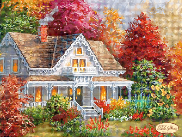 Full Bead Embroidery Kit Dream house Bead needlepoint Beadwork DIY